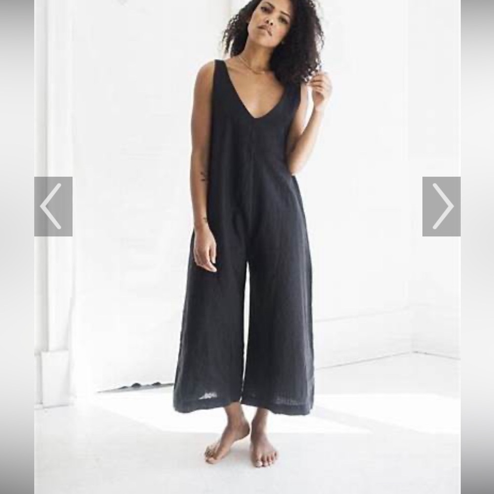 Ozma black linen jumpsuit size S